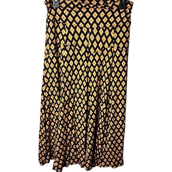 Maeve Anthropologie Black Orange Diamond Print Silky Maxi Skirt PM $130 Retail - Picture 5 of 8